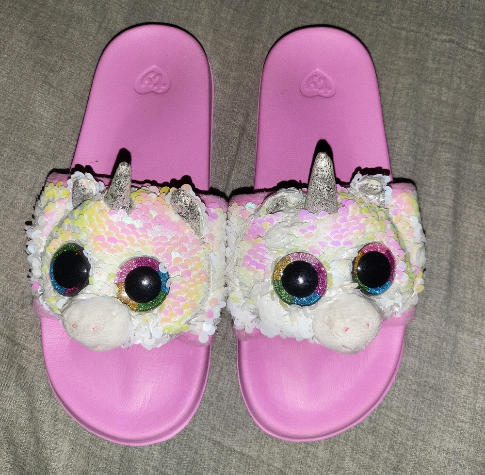 Ty Unicorn Kids Slippers - Pink and Silver